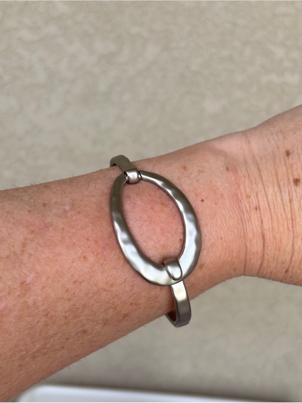 Matte Silver Oval Link Cuff Bracelet